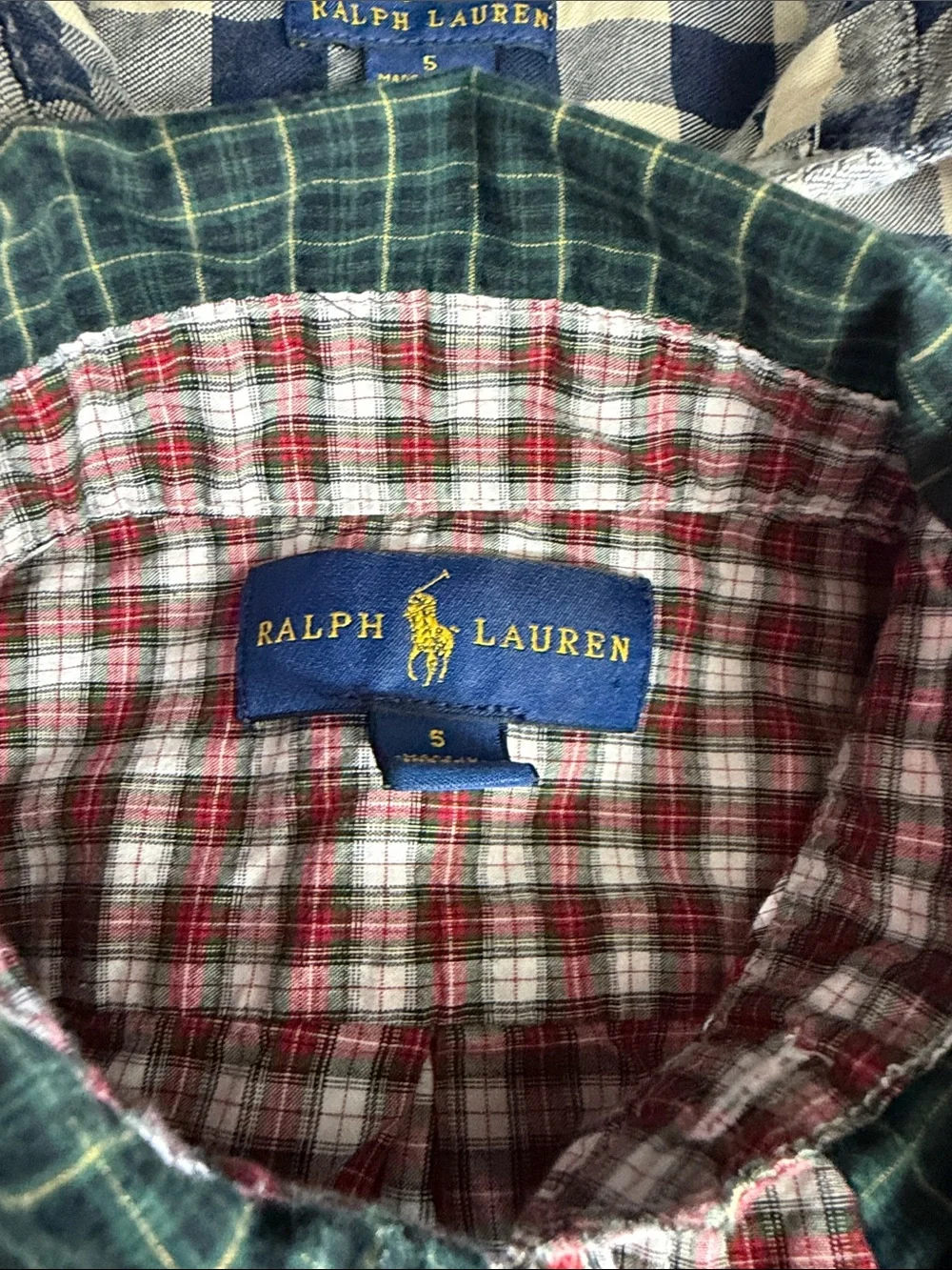 Ralph Lauren Red & White Plaid Button-Down with Green Contrast Collar